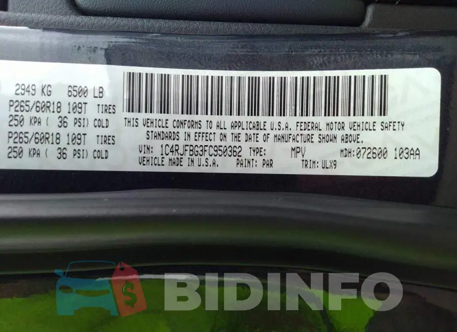 1C4RJFBG3FC950362 Photo# 9