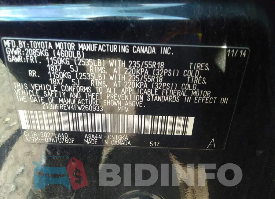2T3DFREV4FW260933 Photo# 9