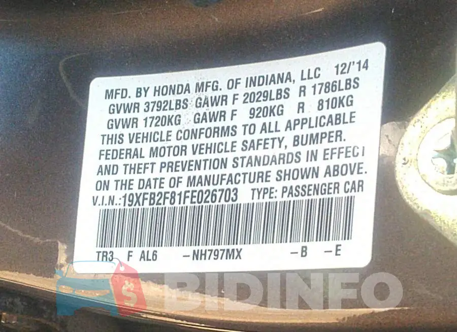 19XFB2F81FE026703 Photo# 9
