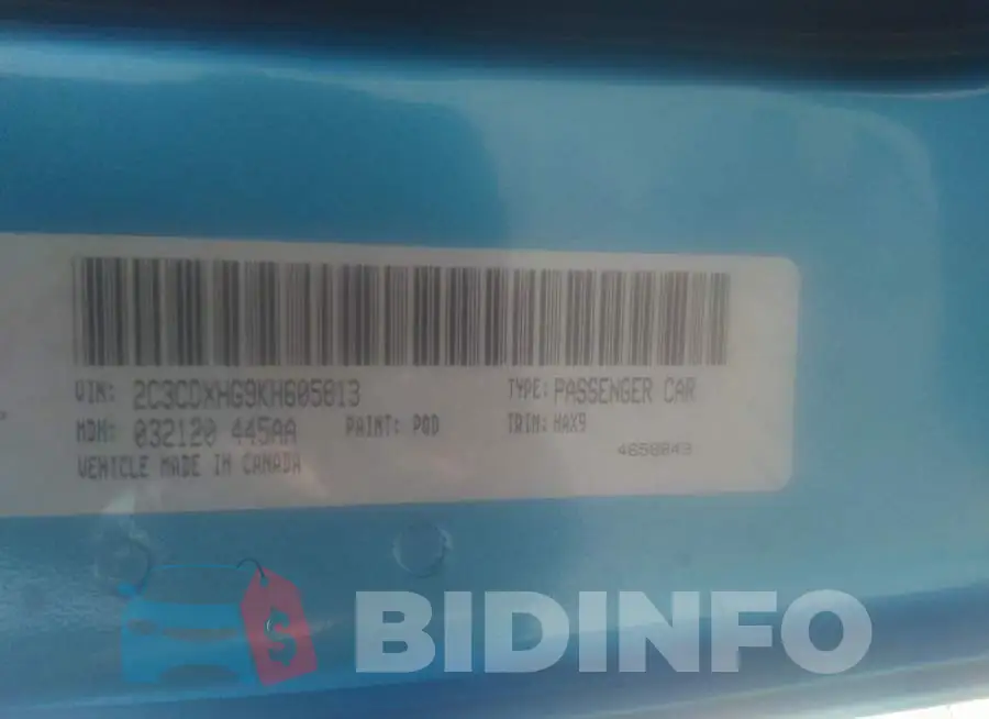 2C3CDXHG9KH605813 Photo# 9
