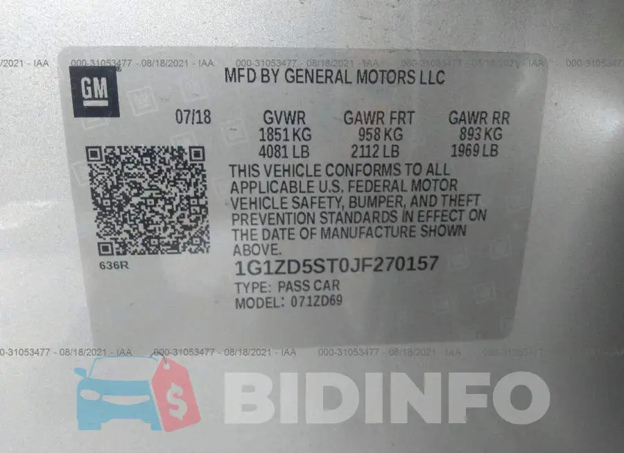 1G1ZD5ST0JF270157 Photo# 9