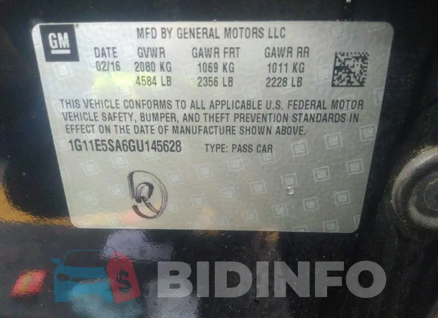 1G11E5SA6GU145628 Photo# 9