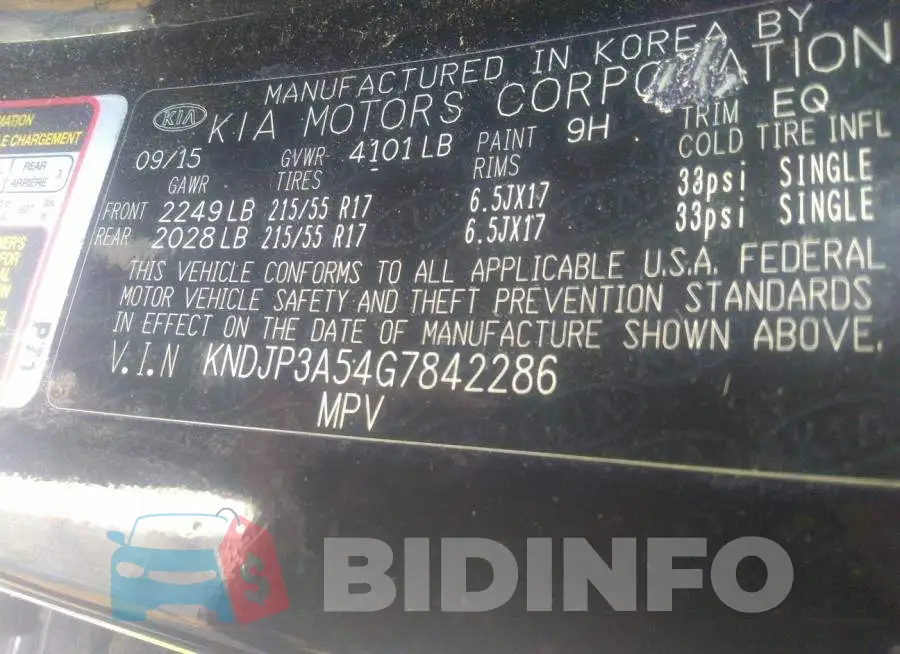 KNDJP3A54G7842286 Photo# 9