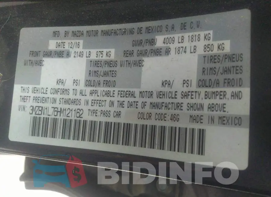 3MZBN1L76HM121162 Photo# 9