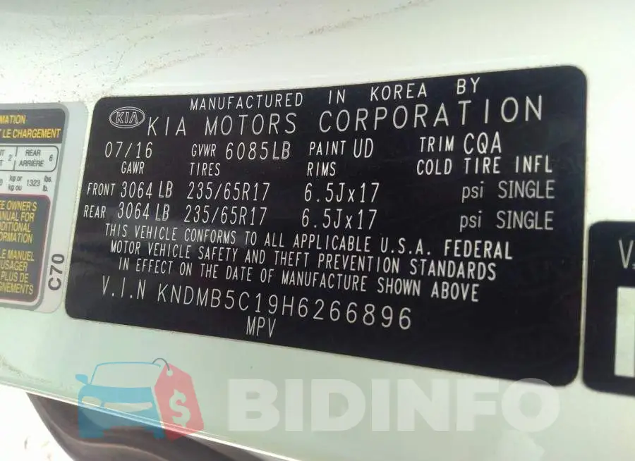 KNDMB5C19H6266896 Photo# 9
