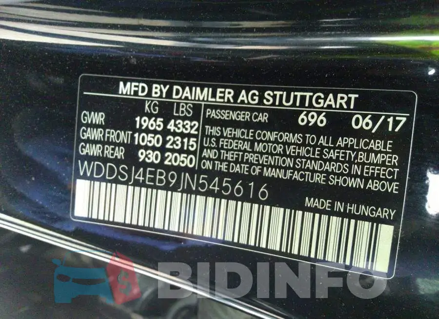 WDDSJ4EB9JN545616 Photo# 9