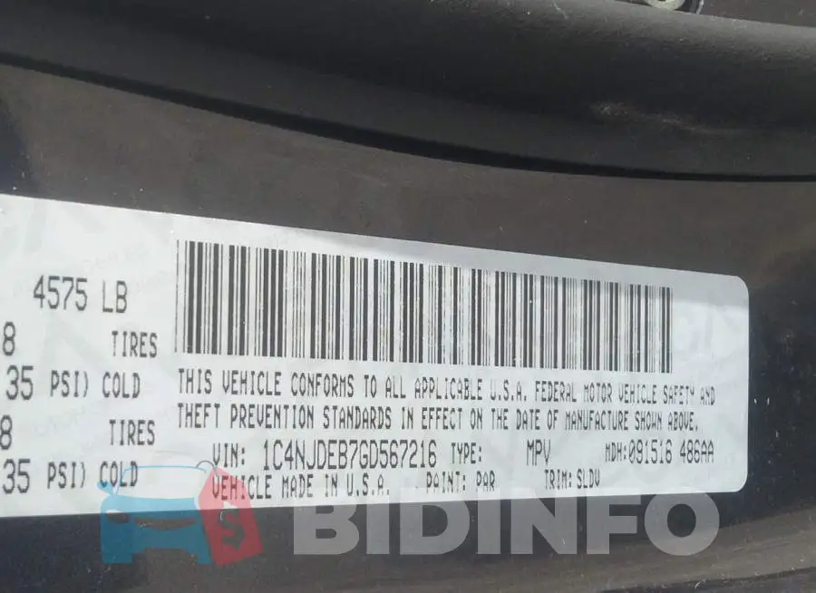 1C4NJDEB7GD567216 Photo# 9