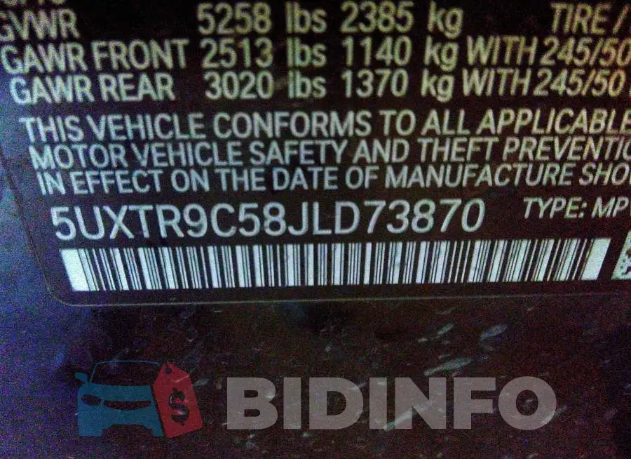 5UXTR9C58JLD73870 Photo# 9