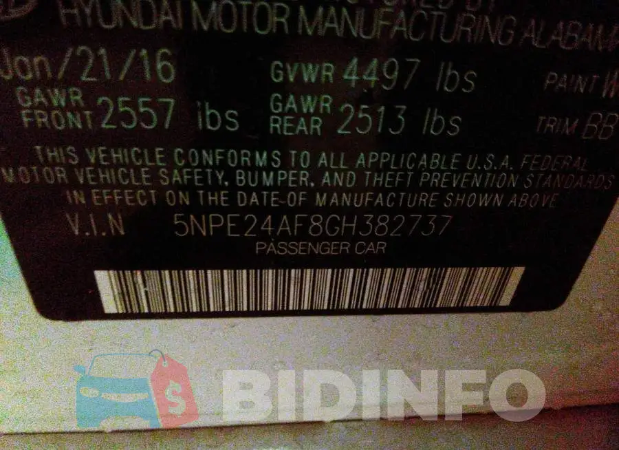 5NPE24AF8GH382737 Photo# 9