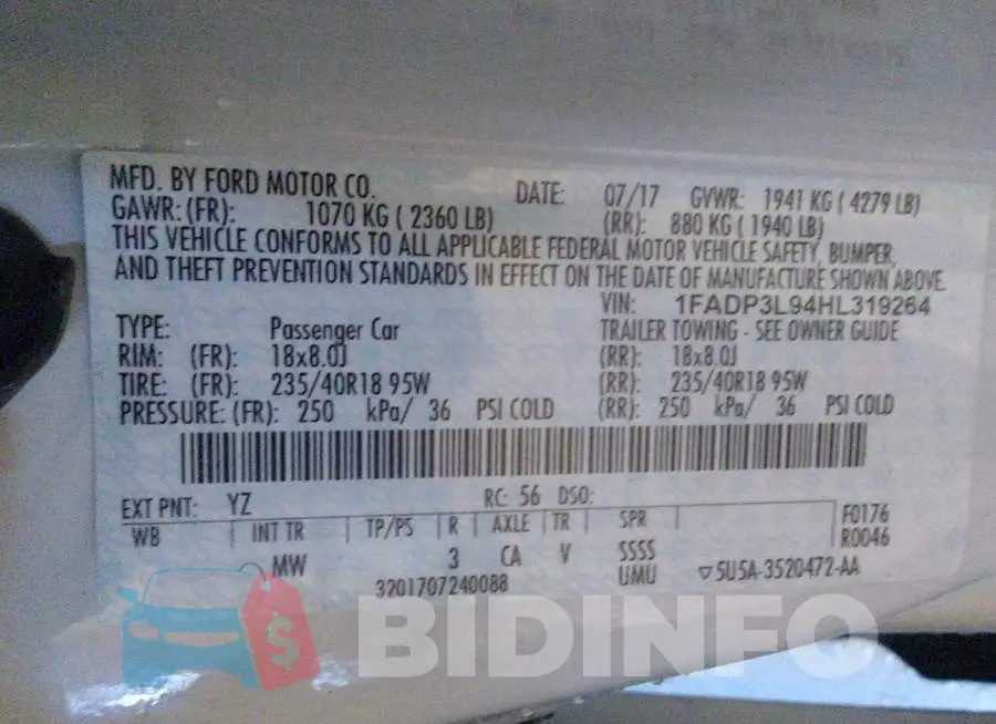 1FADP3L94HL319264 Photo# 9