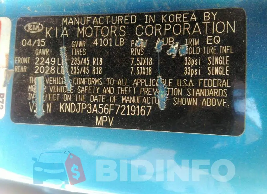 KNDJP3A56F7219167 Photo# 9