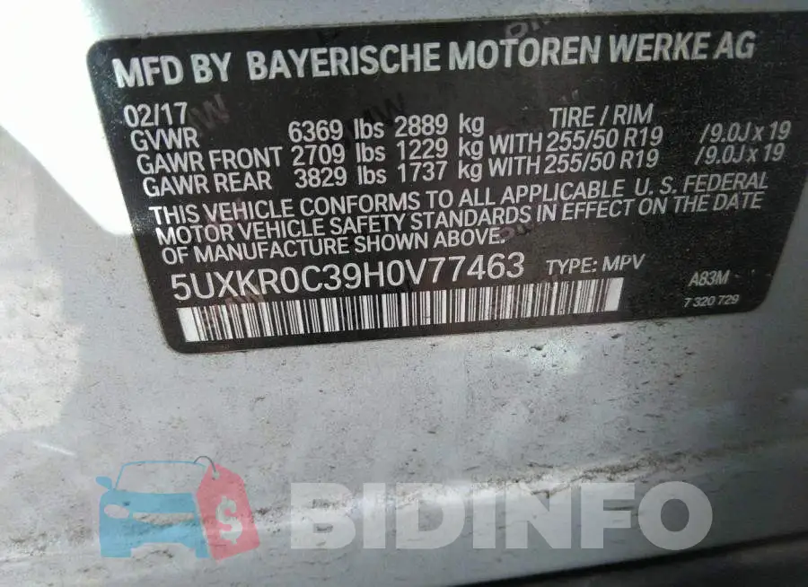 5UXKR0C39H0V77463 Photo# 9