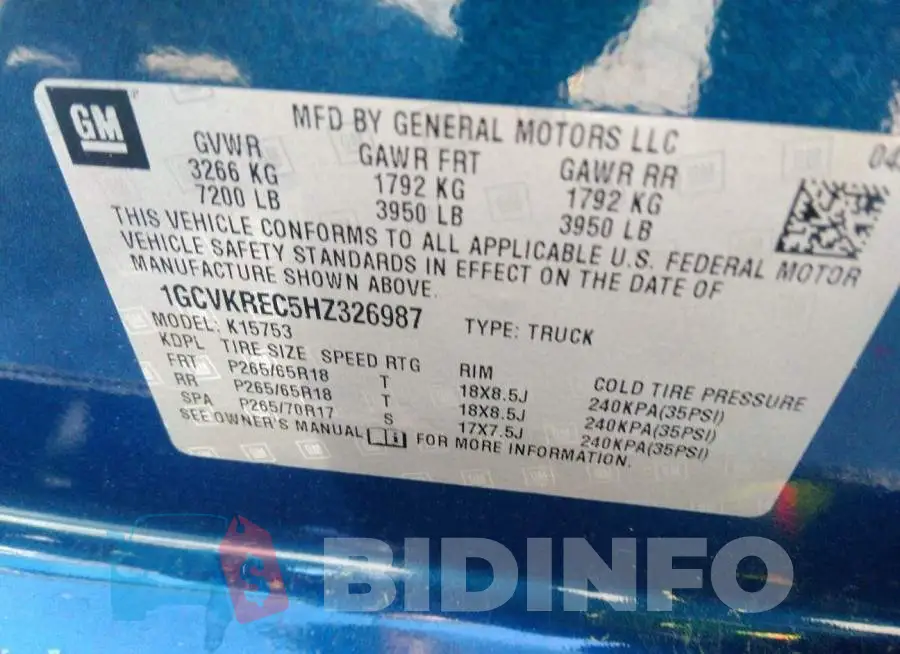 1GCVKREC5HZ326987 Photo# 9