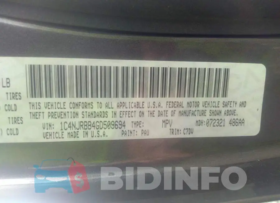 1C4NJRBB4GD509694 Photo# 9