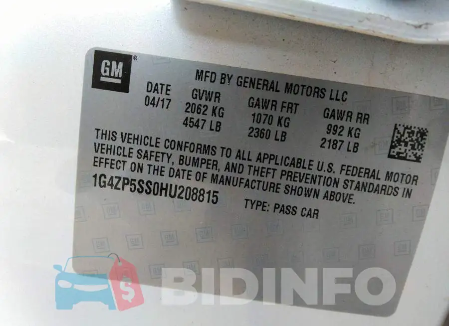 1G4ZP5SS0HU208815 Photo# 9