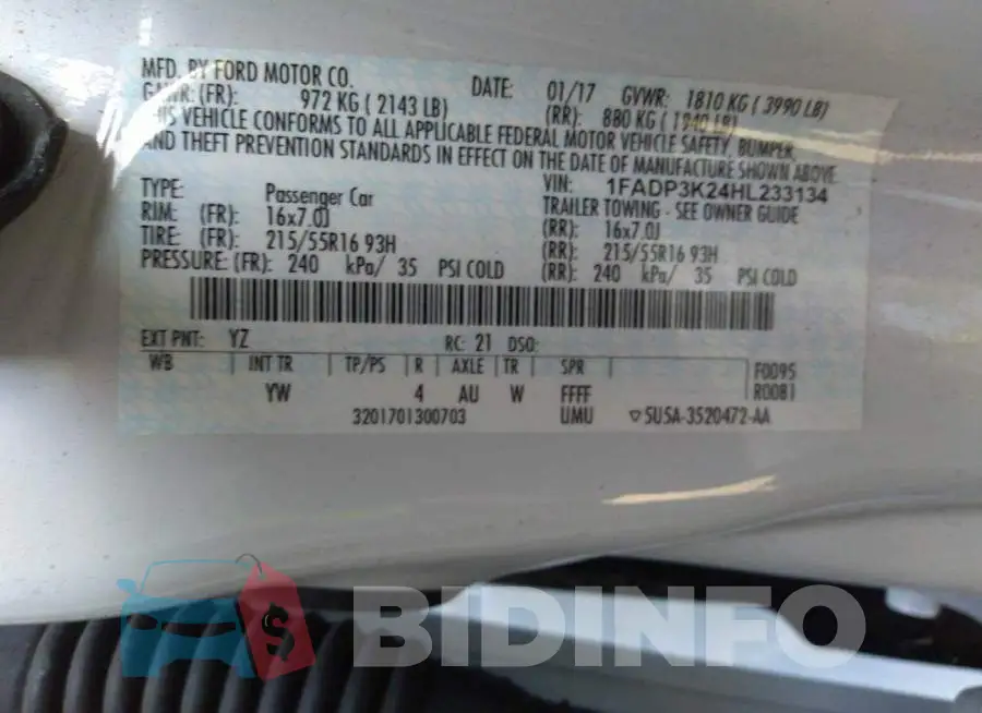 1FADP3K24HL233134 Photo# 9