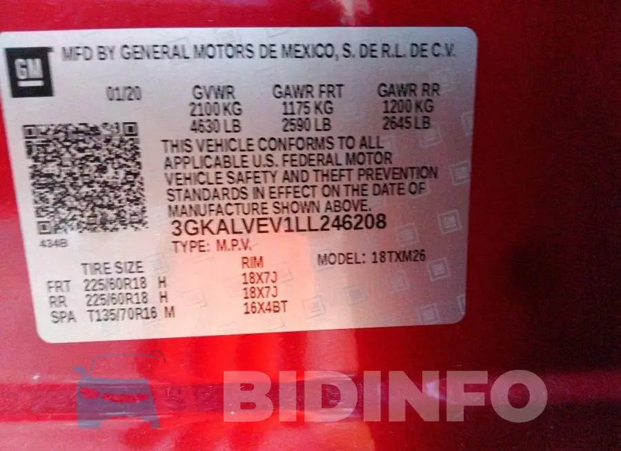 3GKALVEV1LL246208 Photo# 9