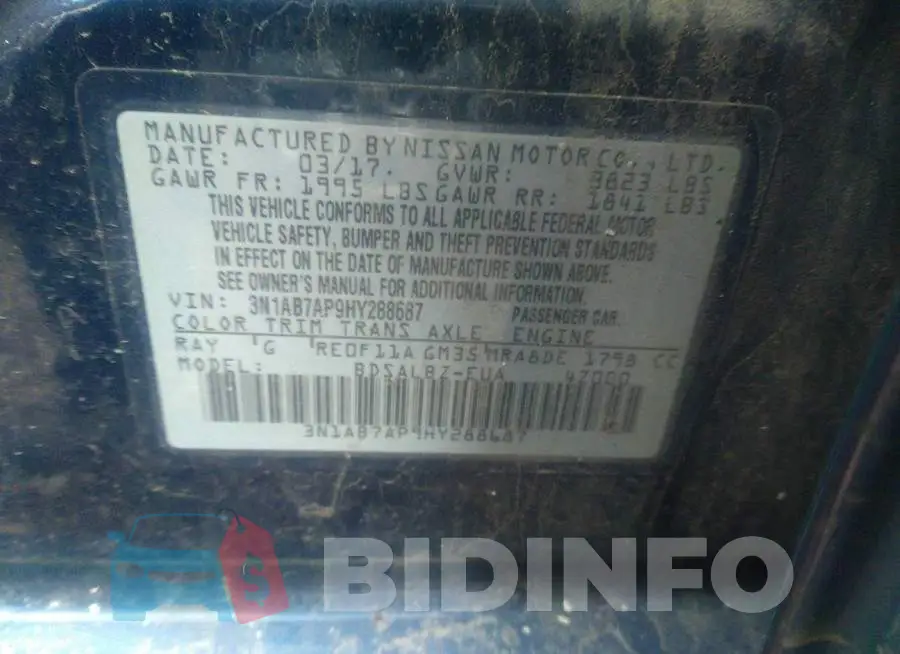 3N1AB7AP9HY288687 Photo# 9