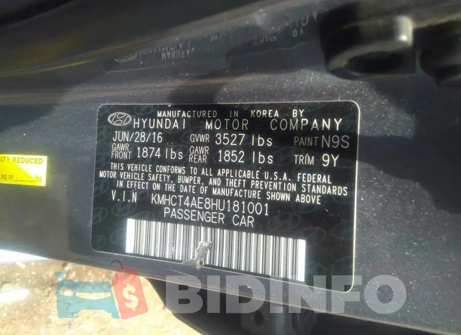 KMHCT4AE8HU181001 Photo# 9