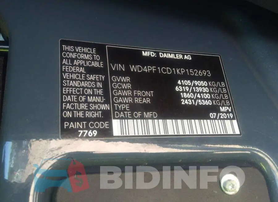 WD4PF1CD1KP152693 Photo# 9