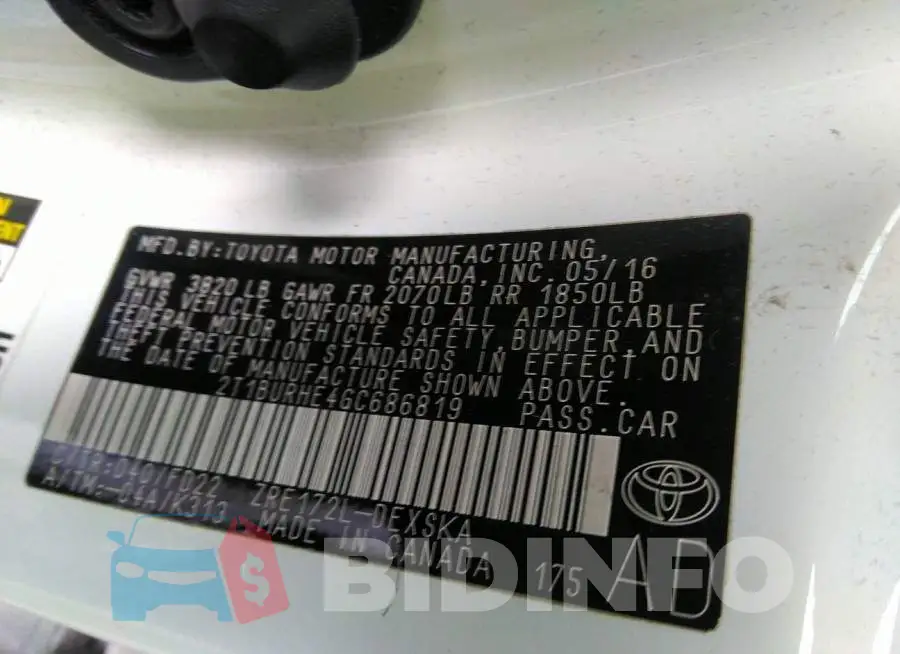 2T1BURHE4GC686819 Photo# 9