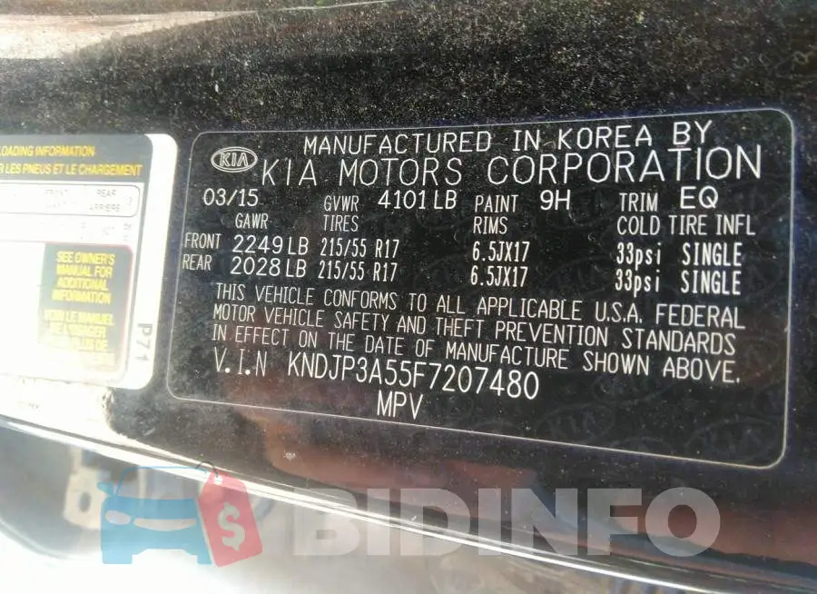 KNDJP3A55F7207480 Photo# 9