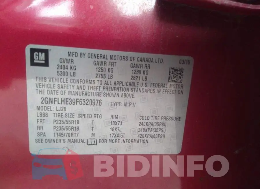 2GNFLHE39F6320976 Photo# 9