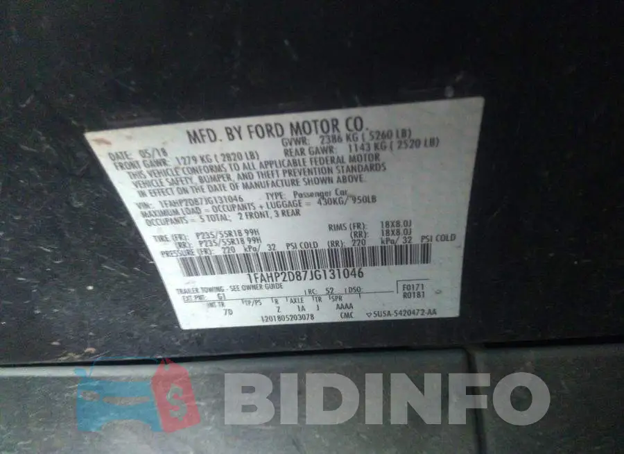 1FAHP2D87JG131046 Photo# 9