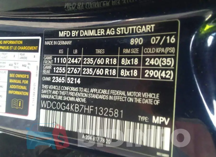 WDC0G4KB7HF132581 Photo# 9