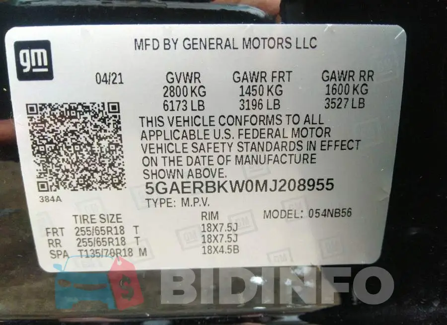 5GAERBKW0MJ208955 Photo# 9