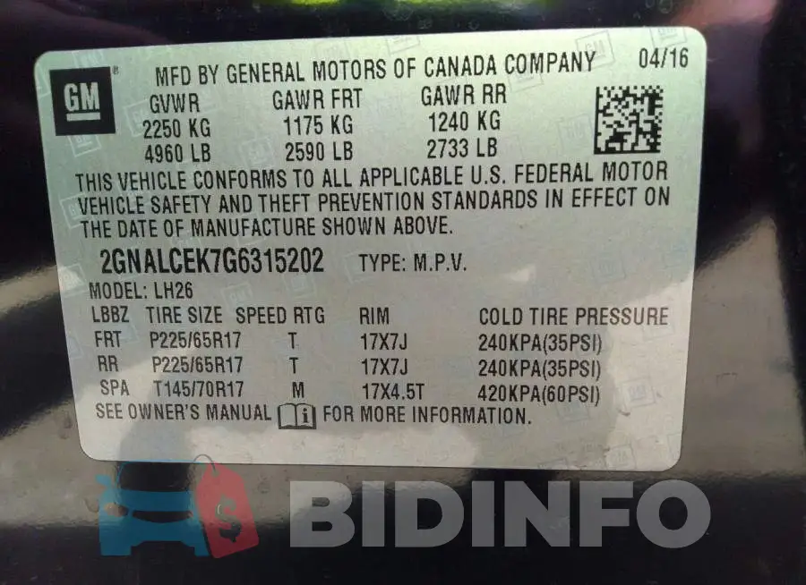 2GNALCEK7G6315202 Photo# 9