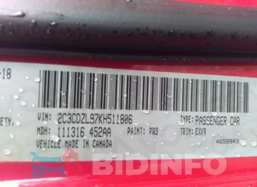 2C3CDZL97KH511806 Photo# 9