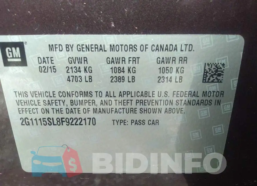 2G1115SL8F9222170 Photo# 9