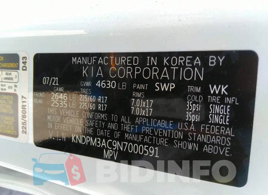 KNDPM3AC9N7000591 Photo# 9