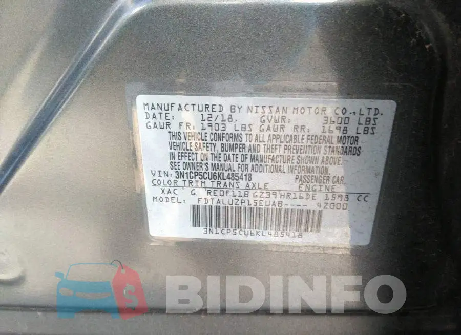 3N1CP5CU6KL485418 Photo# 9