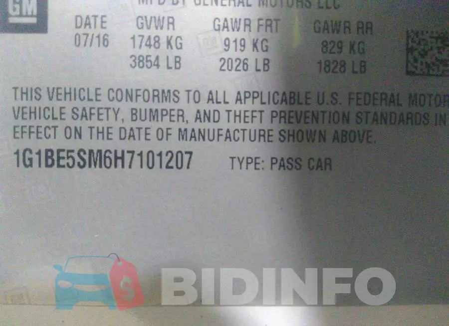 1G1BE5SM6H7101207 Photo# 9
