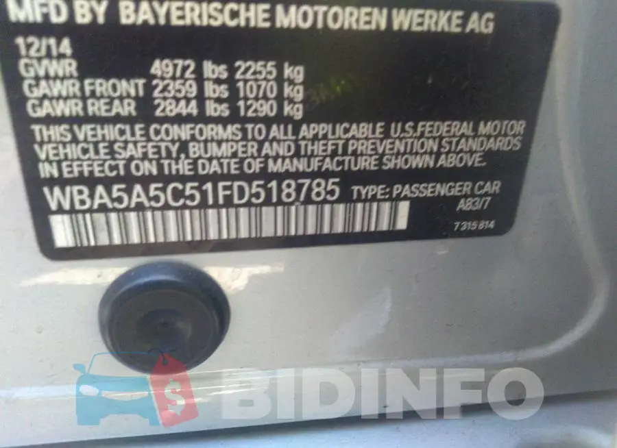 WBA5A5C51FD518785 Photo# 9