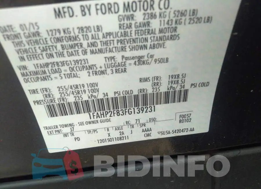 1FAHP2F83FG139231 Photo# 9