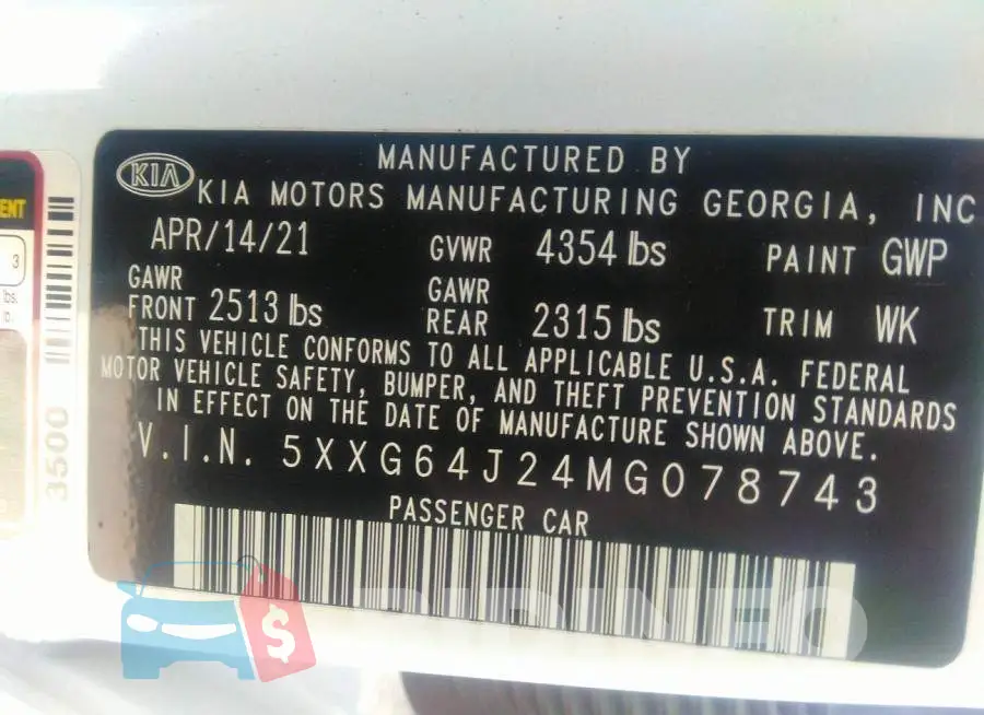 5XXG64J24MG078743 Photo# 9