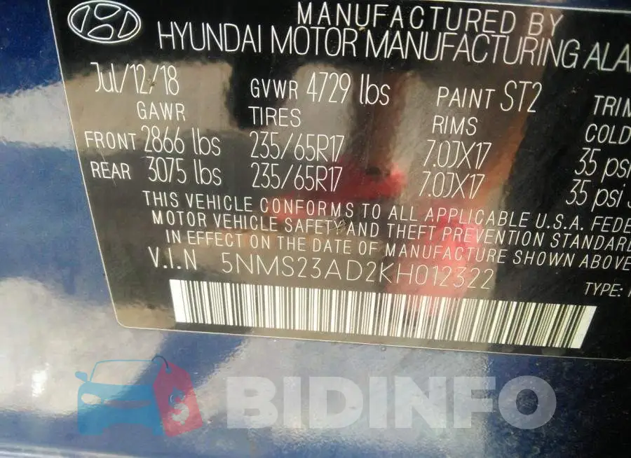 5NMS23AD2KH012322 Photo# 9