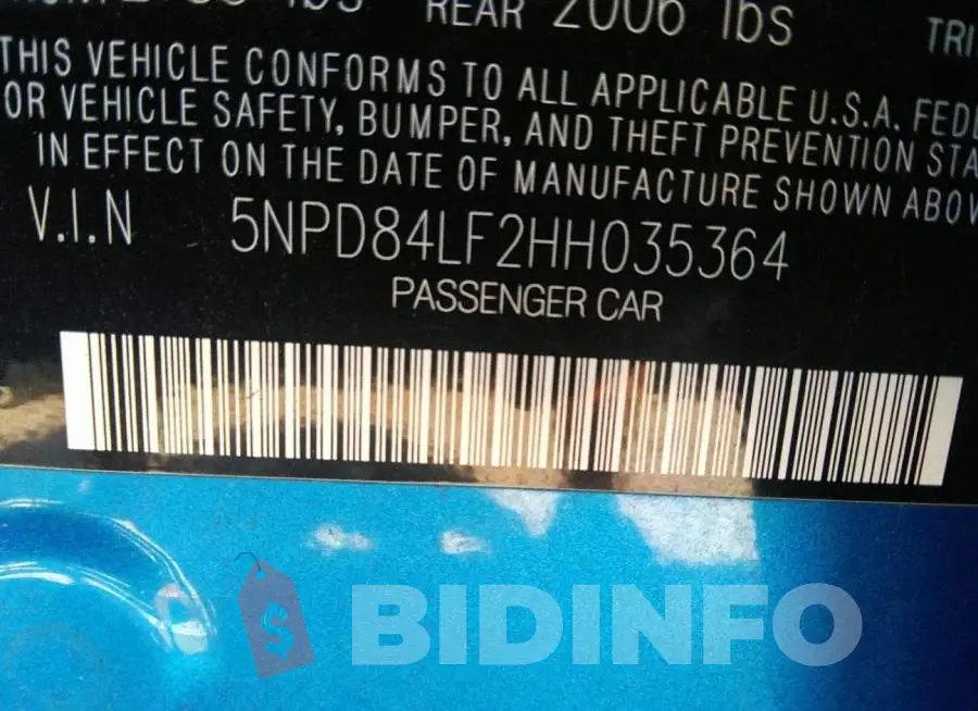 5NPD84LF2HH035364 Photo# 9