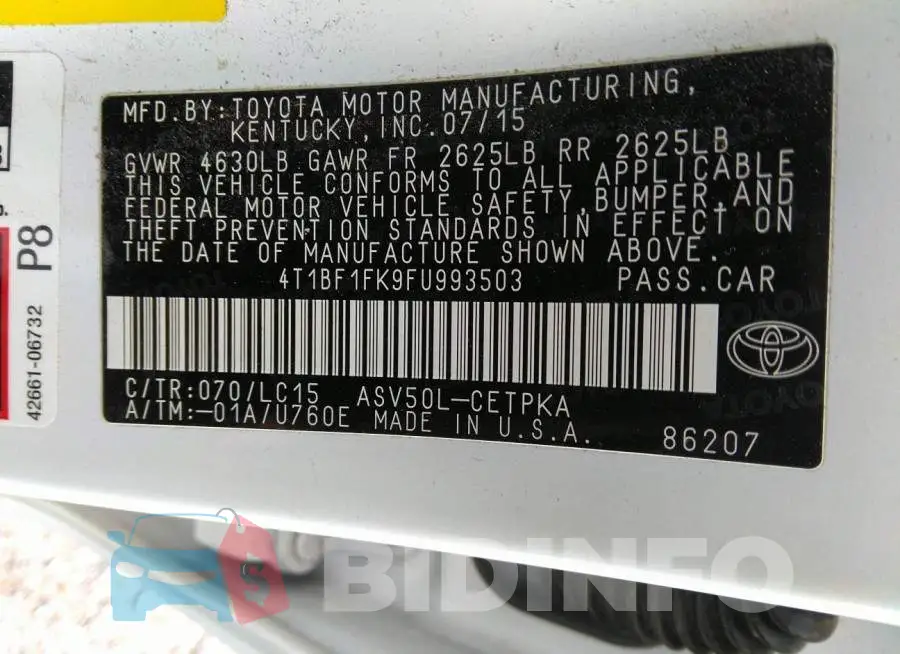 4T1BF1fK9FU993503 Photo# 9