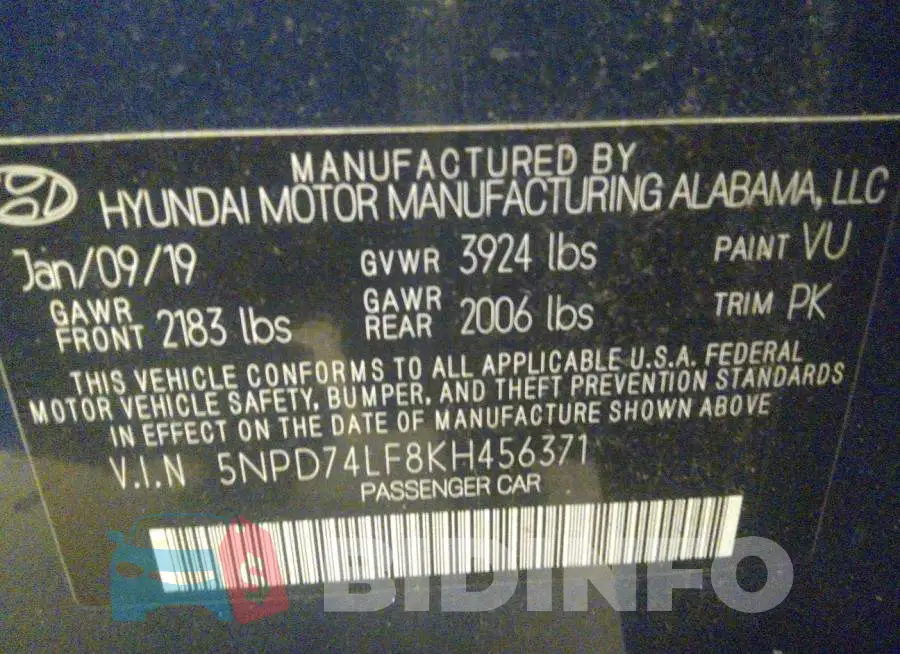 5NPD74LF8KH456371 Photo# 9