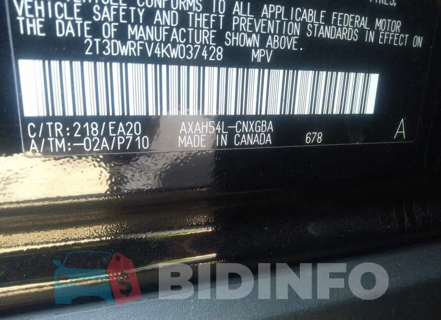 2T3DWRFV4KW037428 Photo# 9