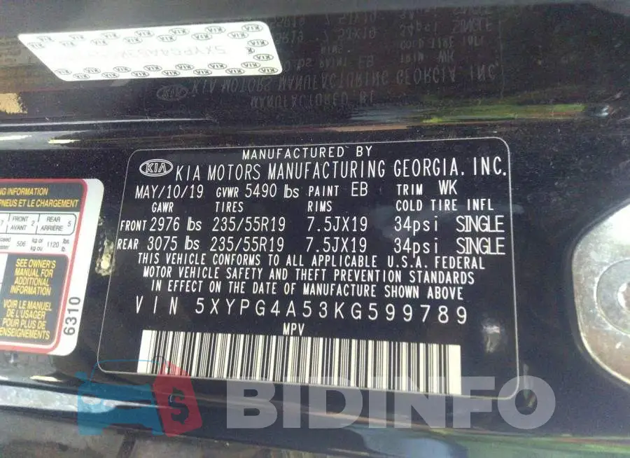 5XYPG4A53KG599789 Photo# 9