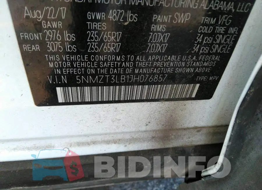 5NMZT3LB1JH076857 Photo# 9