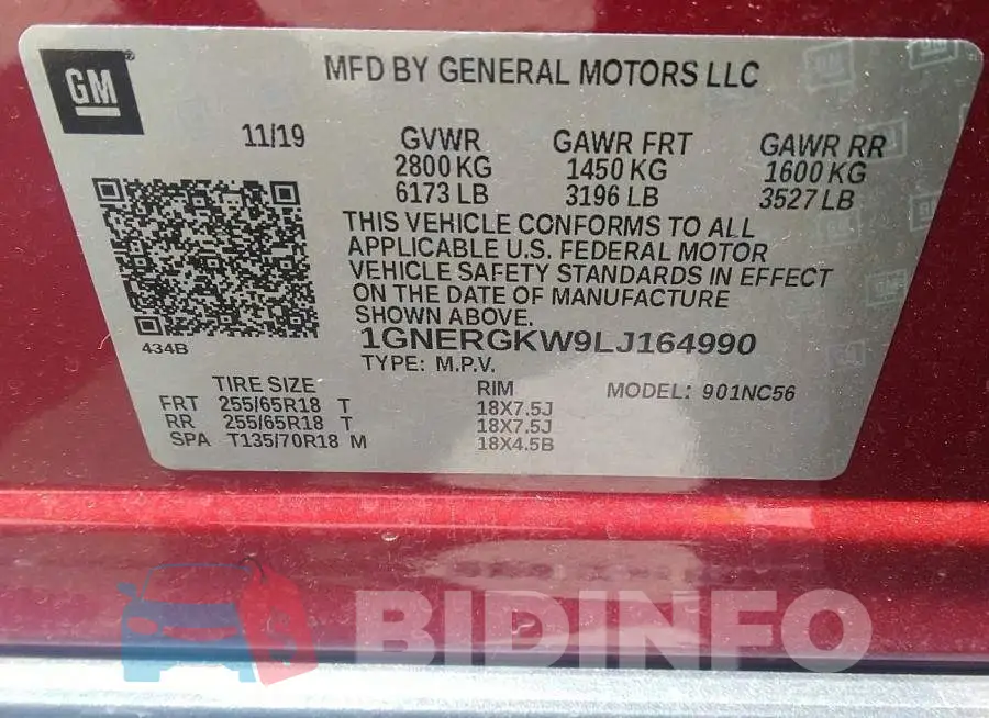 1GNERGKW9LJ164990 Photo# 9