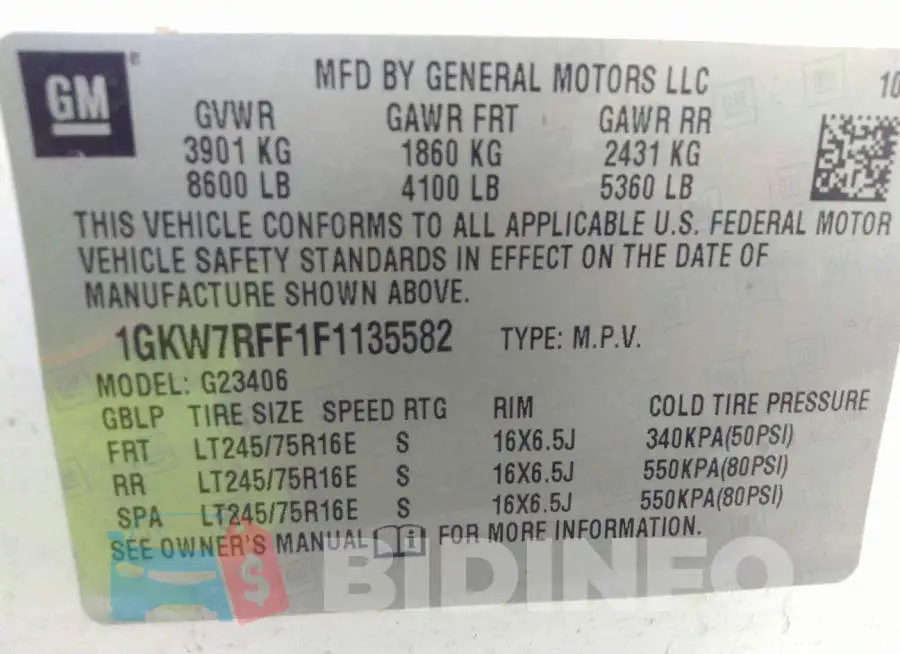 1GKW7RFF1F1135582 Photo# 9