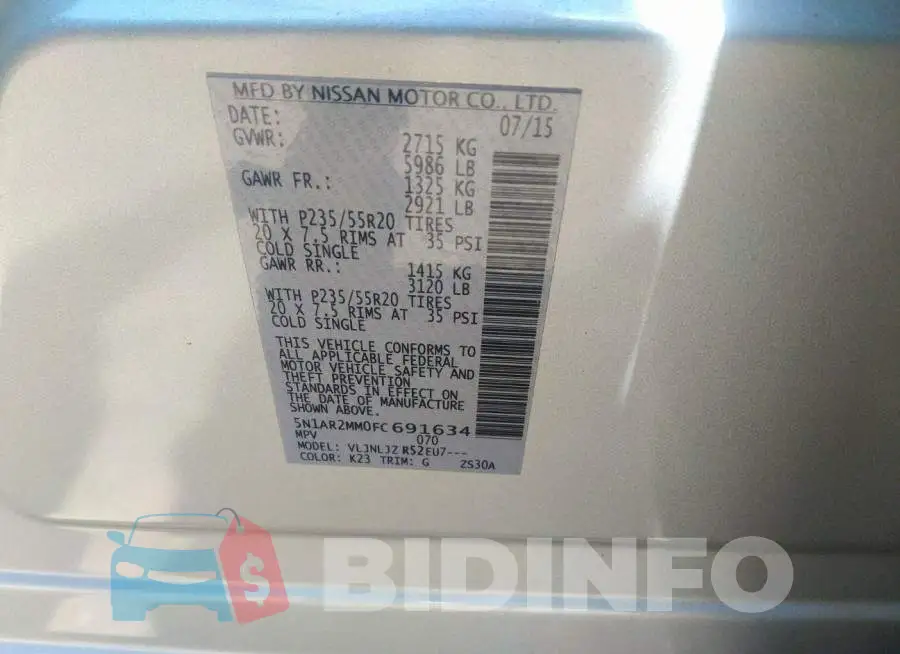5N1AR2MM0FC691634 Photo# 9