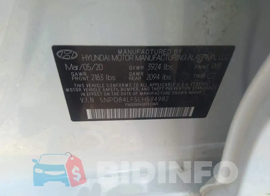 5NPD84LF5LH594982 Photo# 9